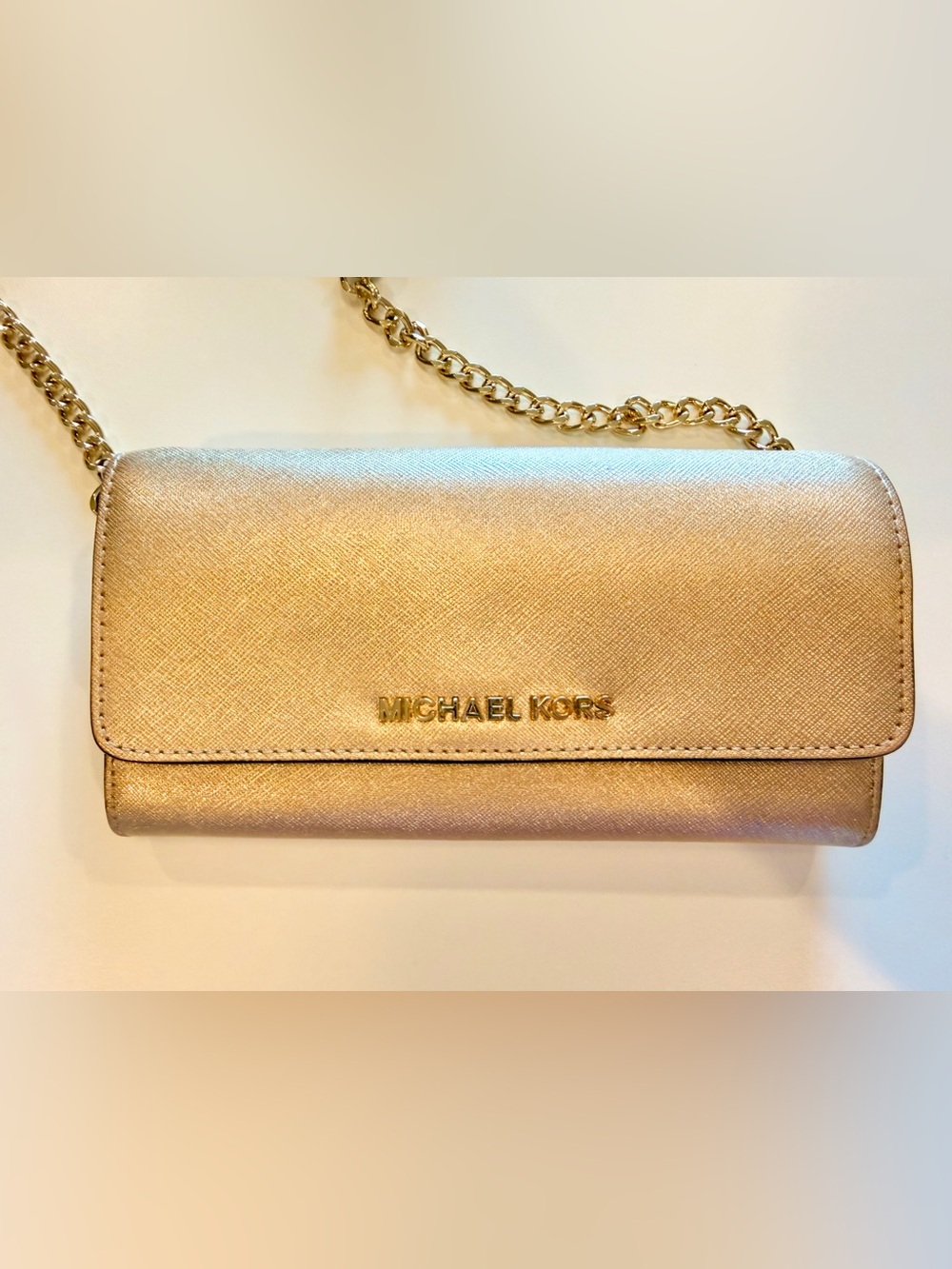 Michael Kors Gold Convertible Crossbody Wallet/ Clutch